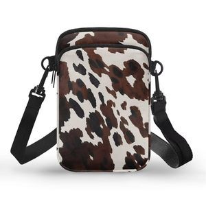 Brown Cow Print Mobile Phone Purses Bag Small Crossbody Phone Wallet Case, :]